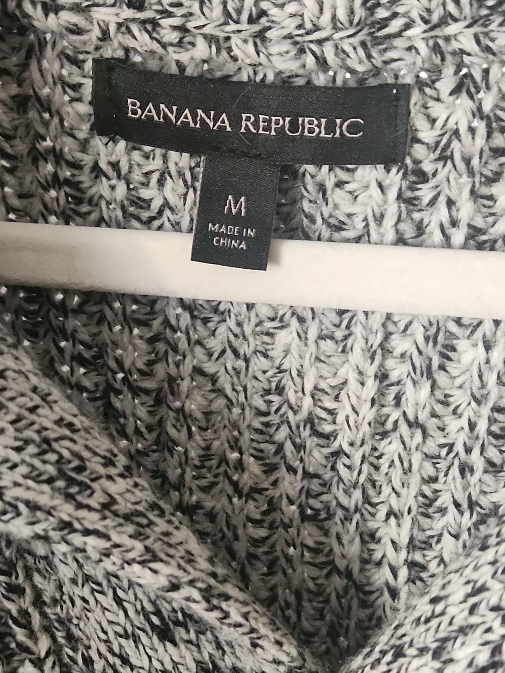Banana Republic Men’s Black and Gray Marled Shawl Collar Cardigan